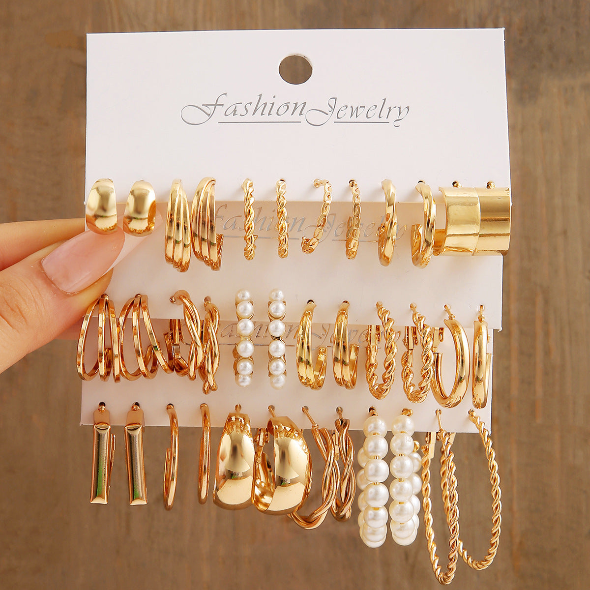 Ear Square Geometric Vintage Pearl Hepburn Style Earrings
