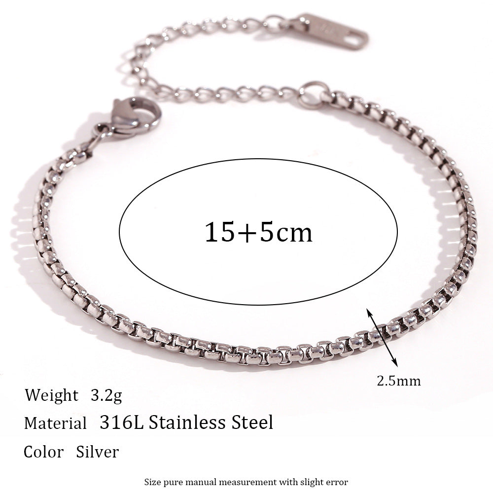 Women's Simple Fashion Personality Titanium Steel Choker Stainless Chain Pearl Bracelets