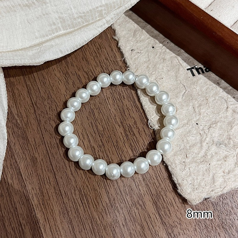 Glass Female Ice Transparent Gradient Round Beads Pliable Temperament Imitation Bracelets