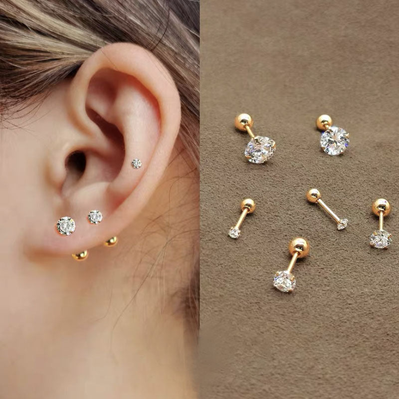 No Need To Take Off Female Small Spiral Bone Stud Earrings