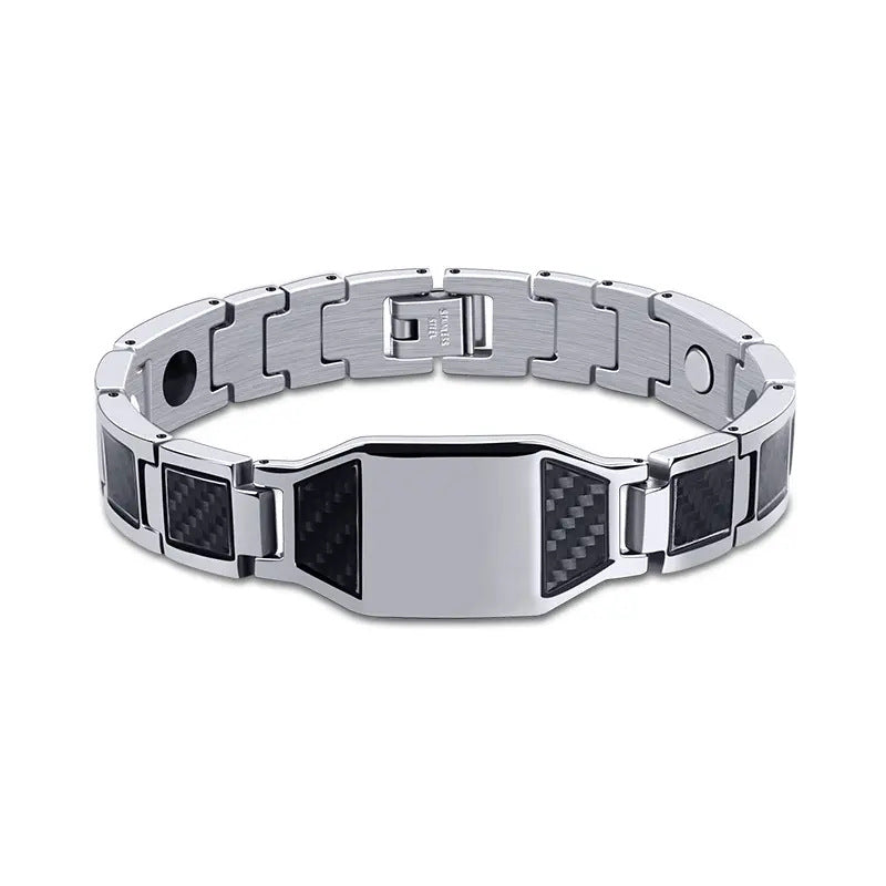Men's Titanium Steel Gold-plated Carbon Fiber Magnet Bracelets