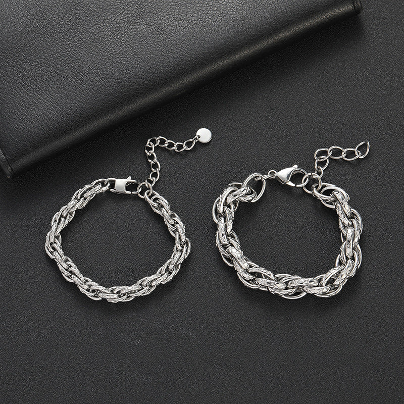 Women's & Men's Twist Titanium Steel Simple Buckle Fashion Hand-woven Bracelets