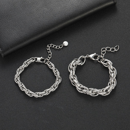 Women's & Men's Twist Titanium Steel Simple Buckle Fashion Hand-woven Bracelets
