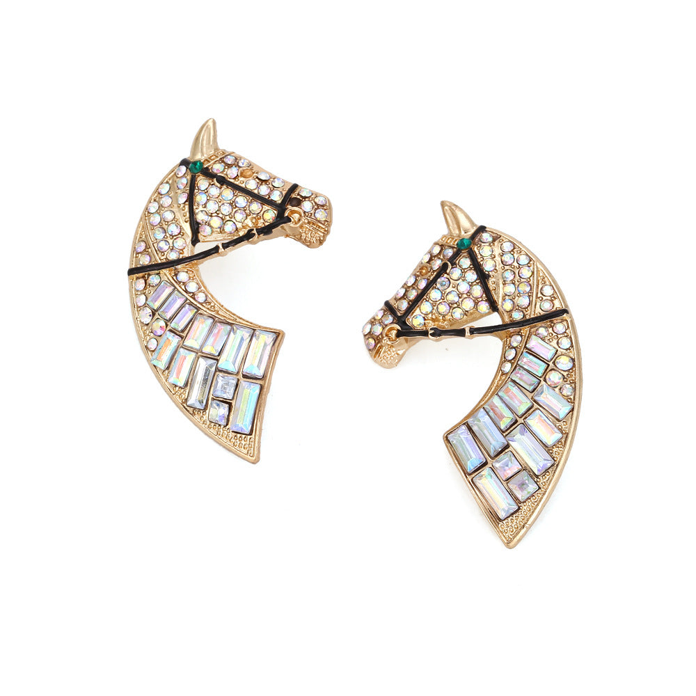 Diamond Graceful Personality Alloy Dripping Oil Colorful Crystals Earrings