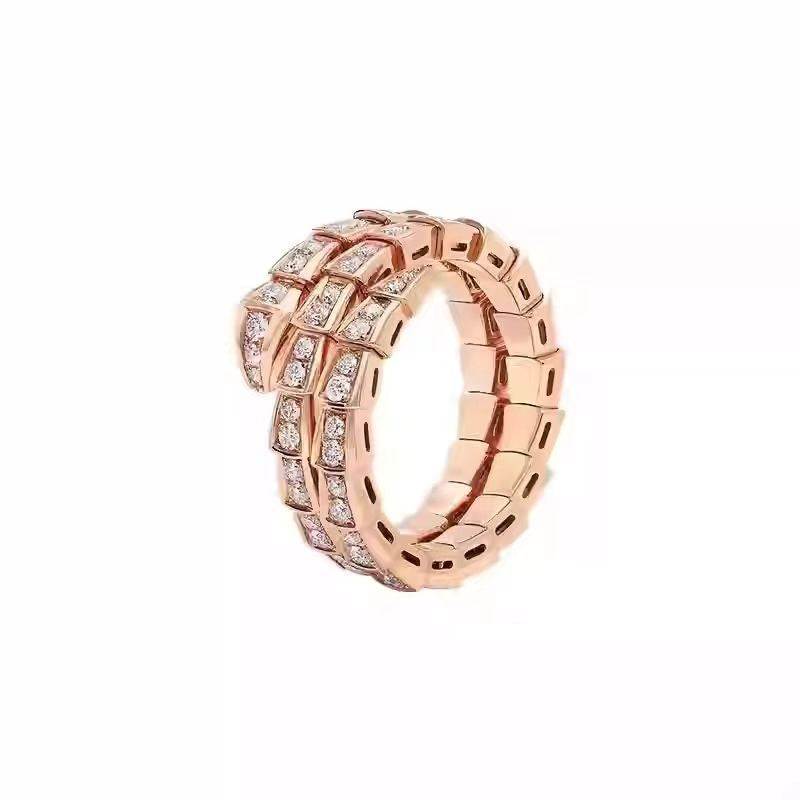 Women's & Men's High Version Spirit Snake Couple Thick Rose Plated Rings