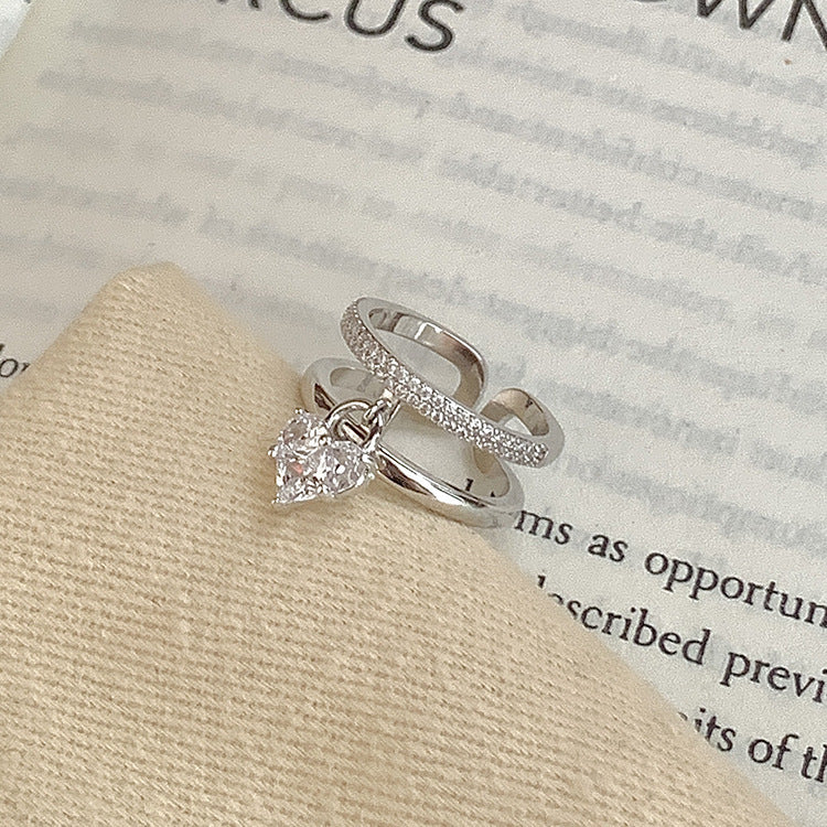 Real Gold Electroplated Zircon Buckle Light Luxury High Sense Index Ring