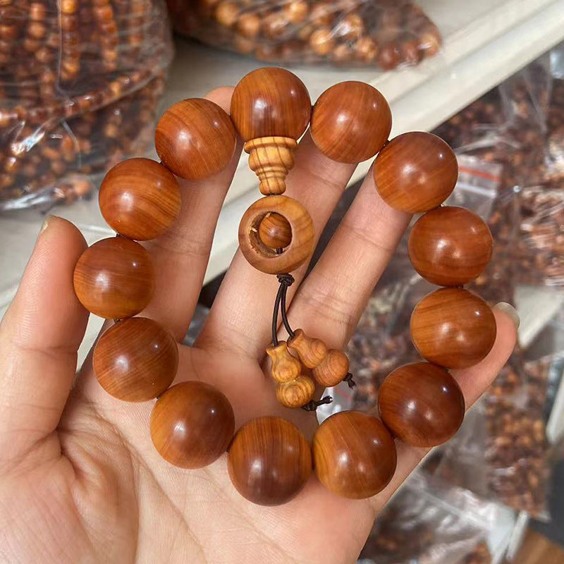 Black Oil High Density Wooden Prayer Beads Gentiana Pattern Bracelet
