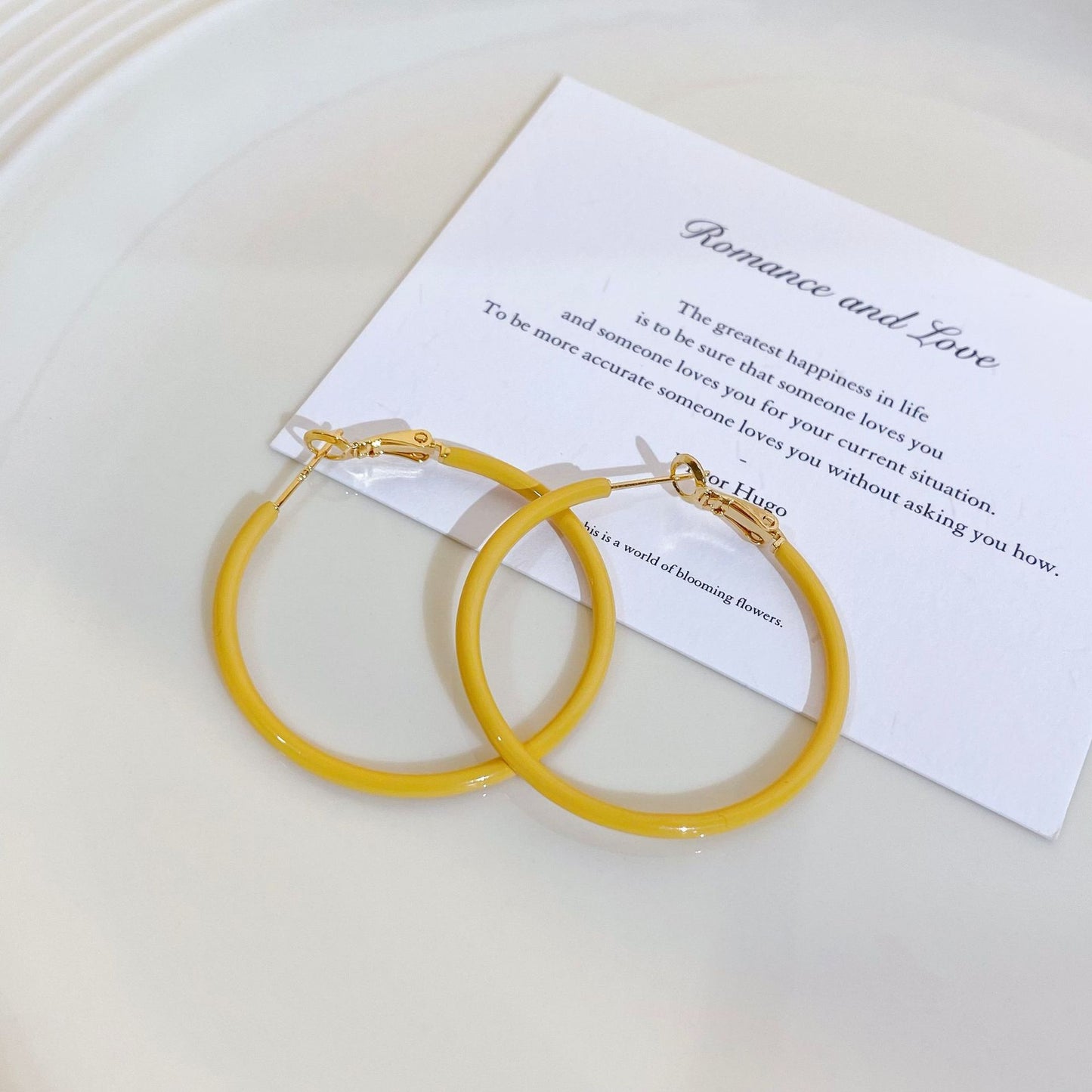 Plated Real Gold Ginger Flower Enamel Drip Glazed Female Sweet Earrings