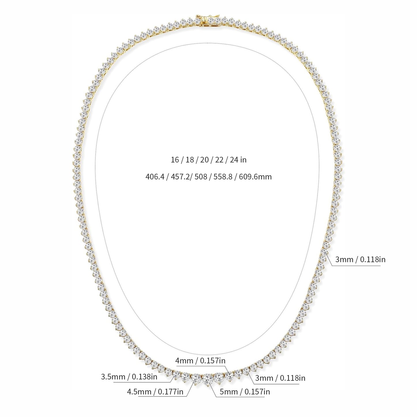 Beautiful Popular Gradient Zircon Tennis Fashion Necklace