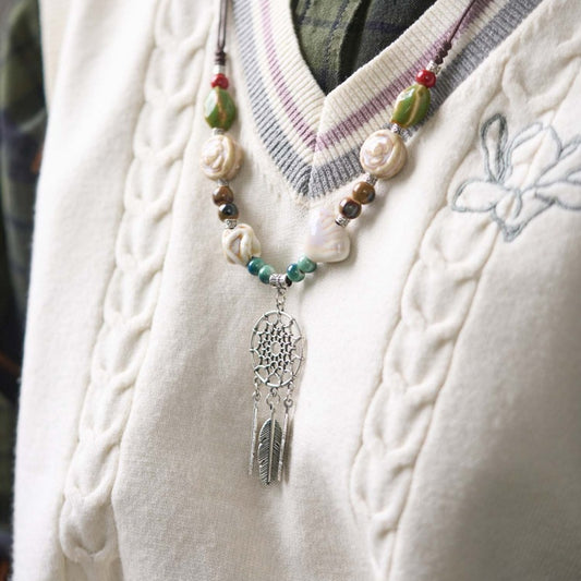 Cultural Creative Elements Ceramic Artistic Butterfly Ornament National Necklaces
