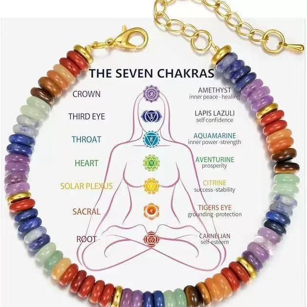 Women's Bohemian Style Colorful Natural Stone Beaded Frisbee Advanced Light Bracelet