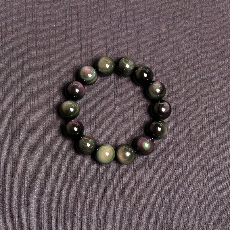 Women's & Men's Natural Double Color Eye Obsidian Rainbow Bracelets