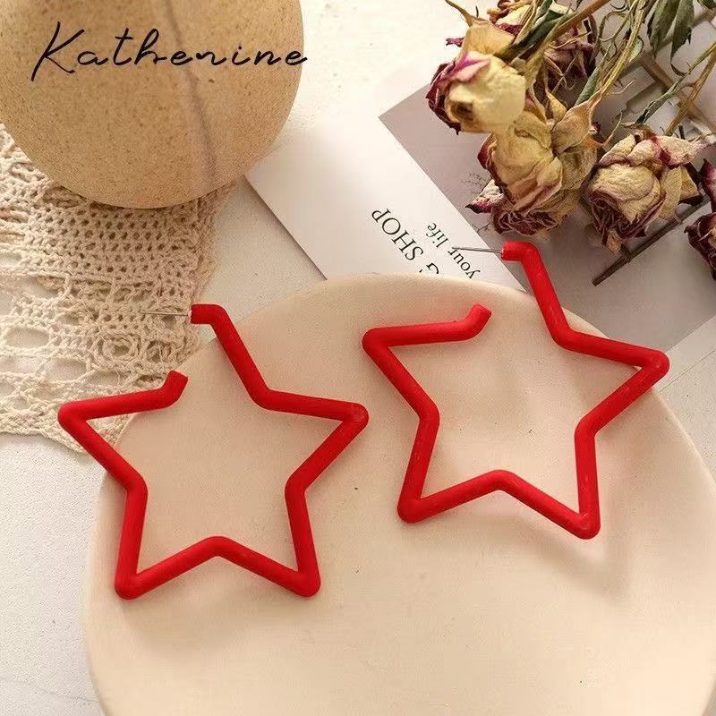 Big Five-pointed Star Western Style Colorful Unique Stud Earrings