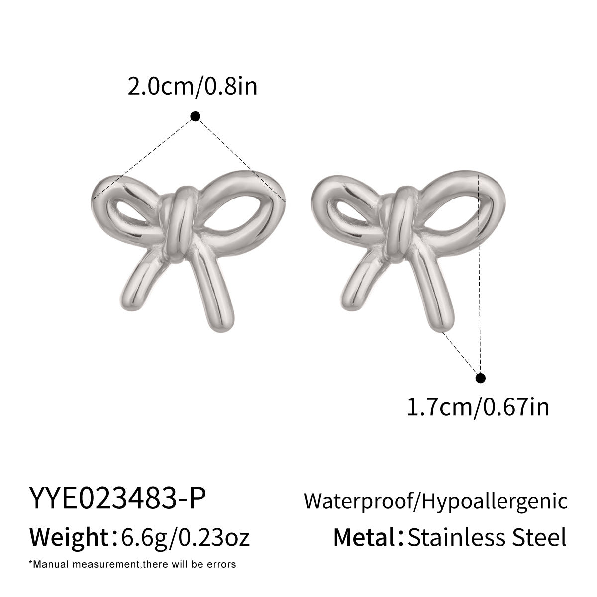 Fashion Sweet Mini Bow Stainless Steel Vacuum Gold Stud Earrings