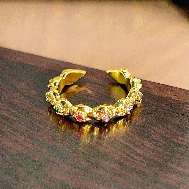 Twist Colored Gems Full Diamond Color Zirconium Ring