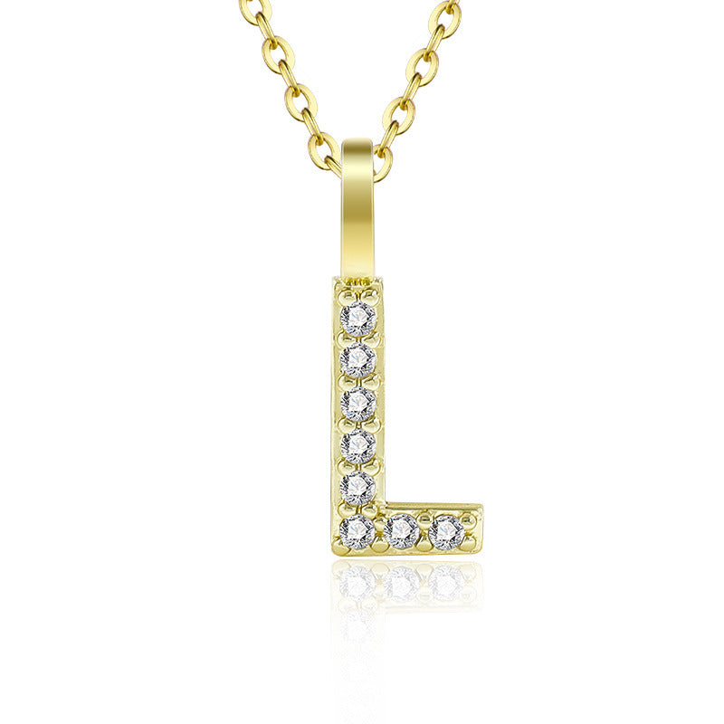 Diamond Inlaid Zircon English Letter Female Pendants