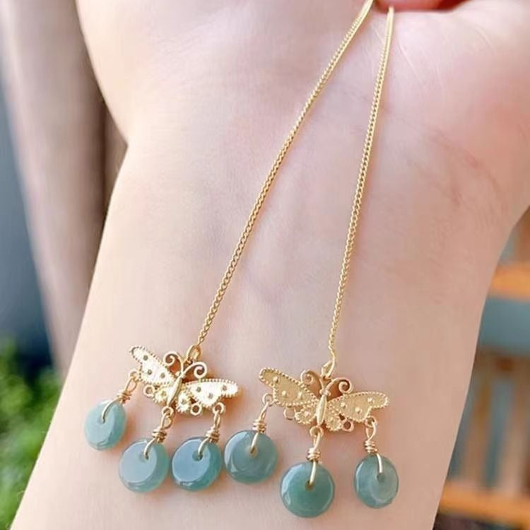 Women's Style Butterfly Hook Eardrop Tassel Retro Han Clothing Ear Line