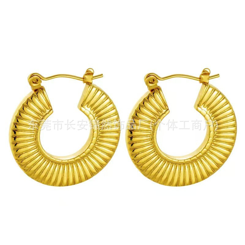 Hydraulic Craft Stainless Steel Gold-plated Irregular Geometric Earrings