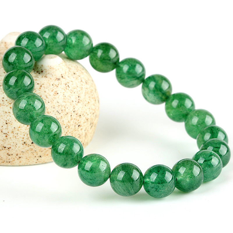 Natural Green Strawberry Crystal Round Beads Bracelets