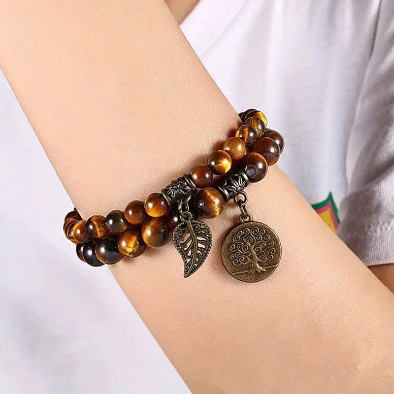 Two-piece Colorful Round Beads Loose Lucky Bracelets