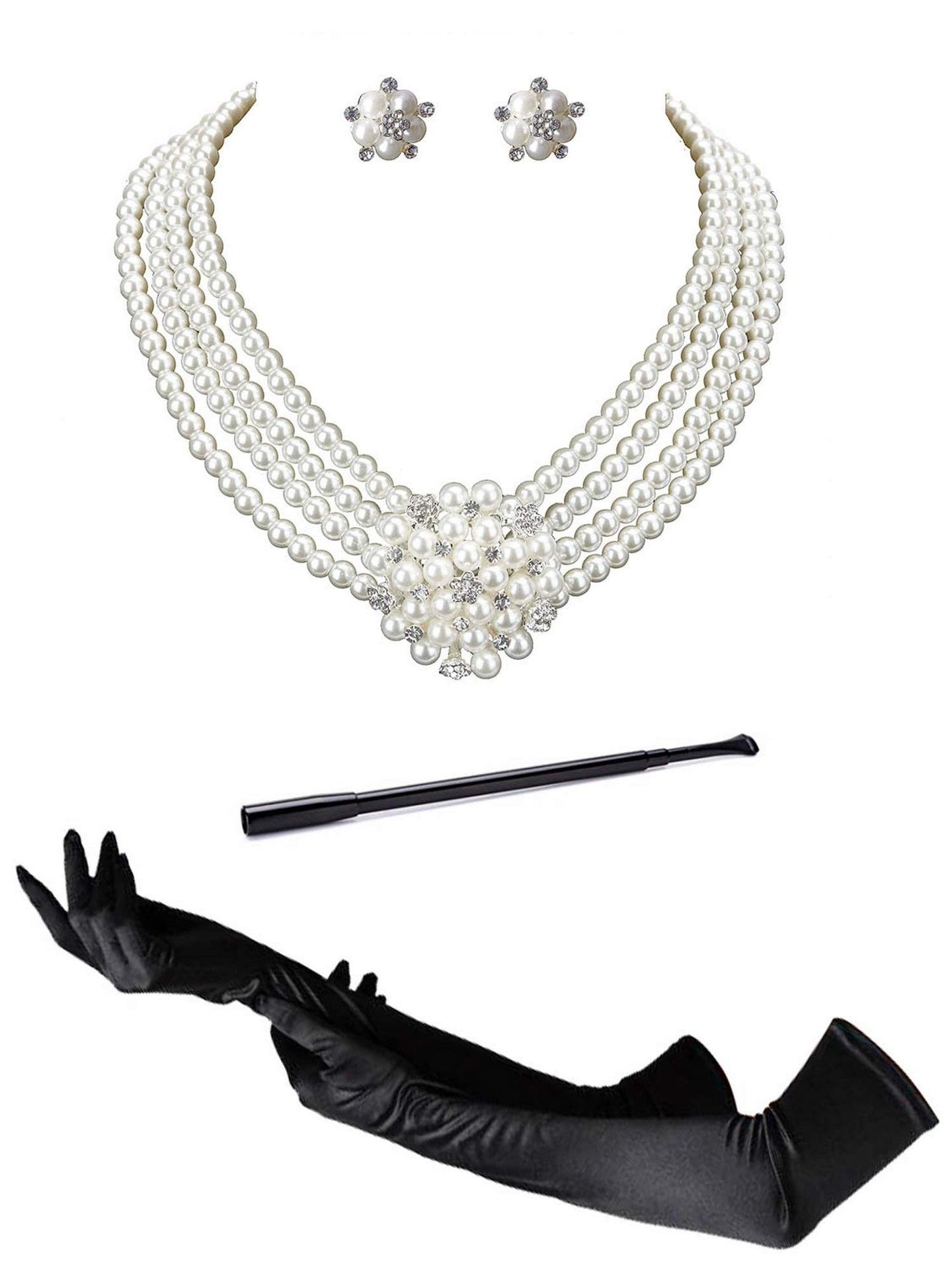 Audrey Hepburn Bride Rhinestone Big Crystal Necklaces
