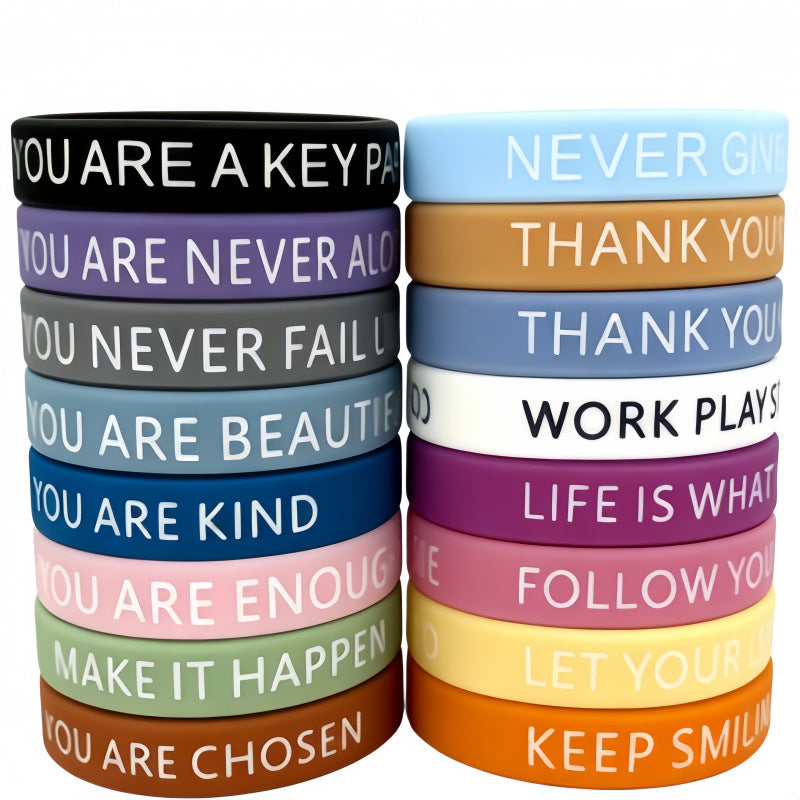 Women's & Men's Inspirational English Silicone Trendy Wrist Strap Bracelet