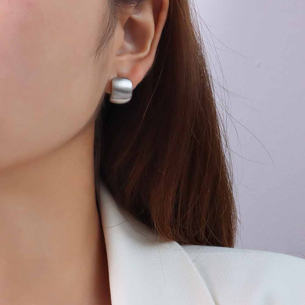 Simple Niche Retro Geometric Ear Titanium Earrings