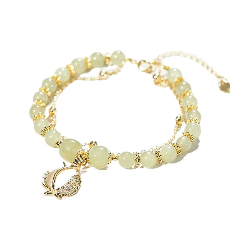 Affordable Luxury Style Imitation Jade High Sense Double Bracelets