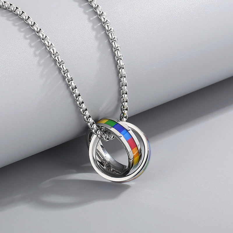 Fashion Stainless Steel Rainbow Titanium Design Necklace