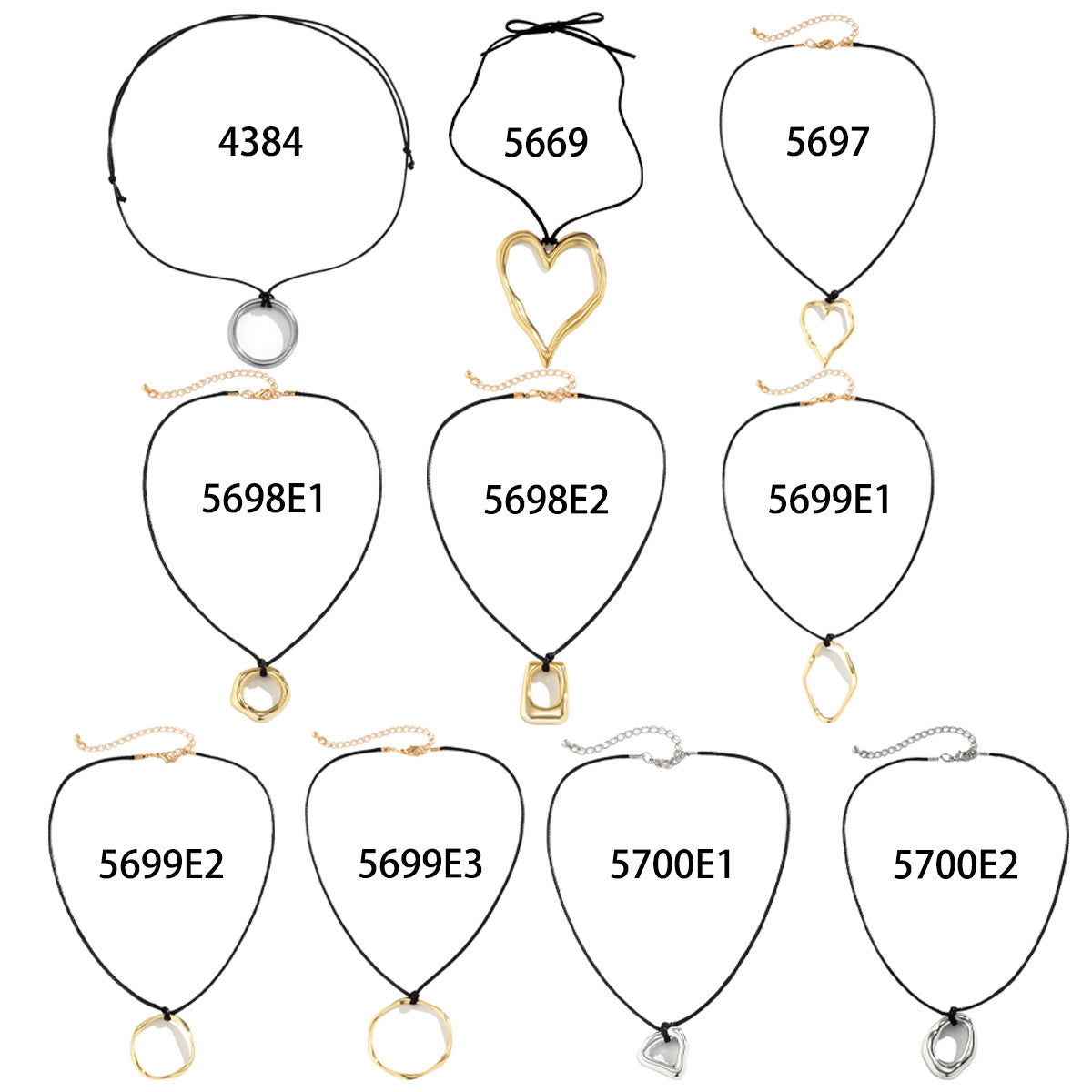 Ornament Simple Geometric Heart Shape Hollow Out Neck Necklaces