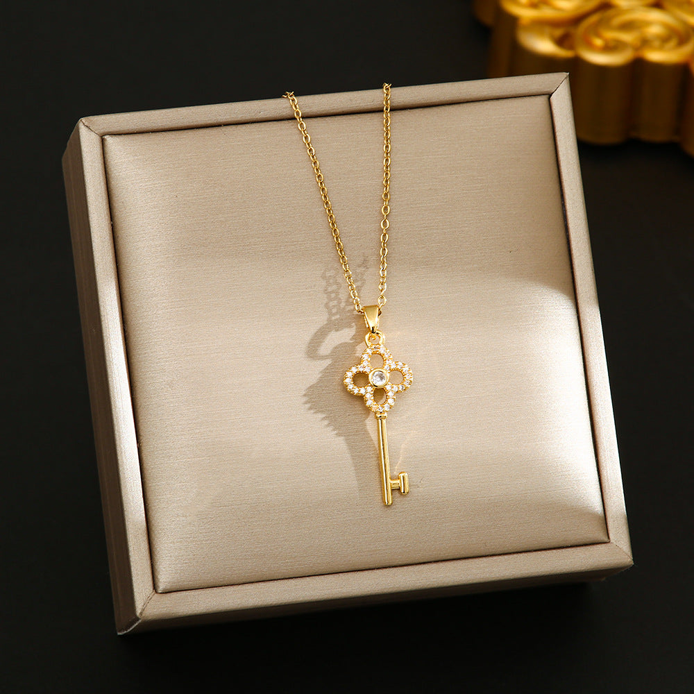Women's Korean Style Micro Fashion Personality High-grade Key Stainless Steel Necklaces