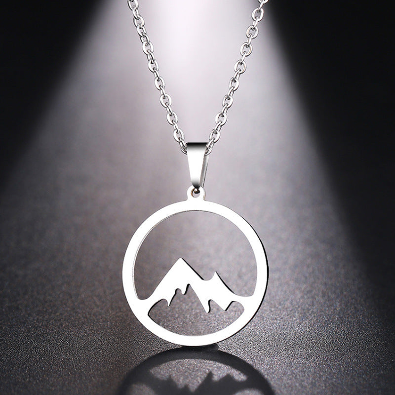 Women's & Men's Plated Stainless Steel Mountain Pillar Snow Necklace