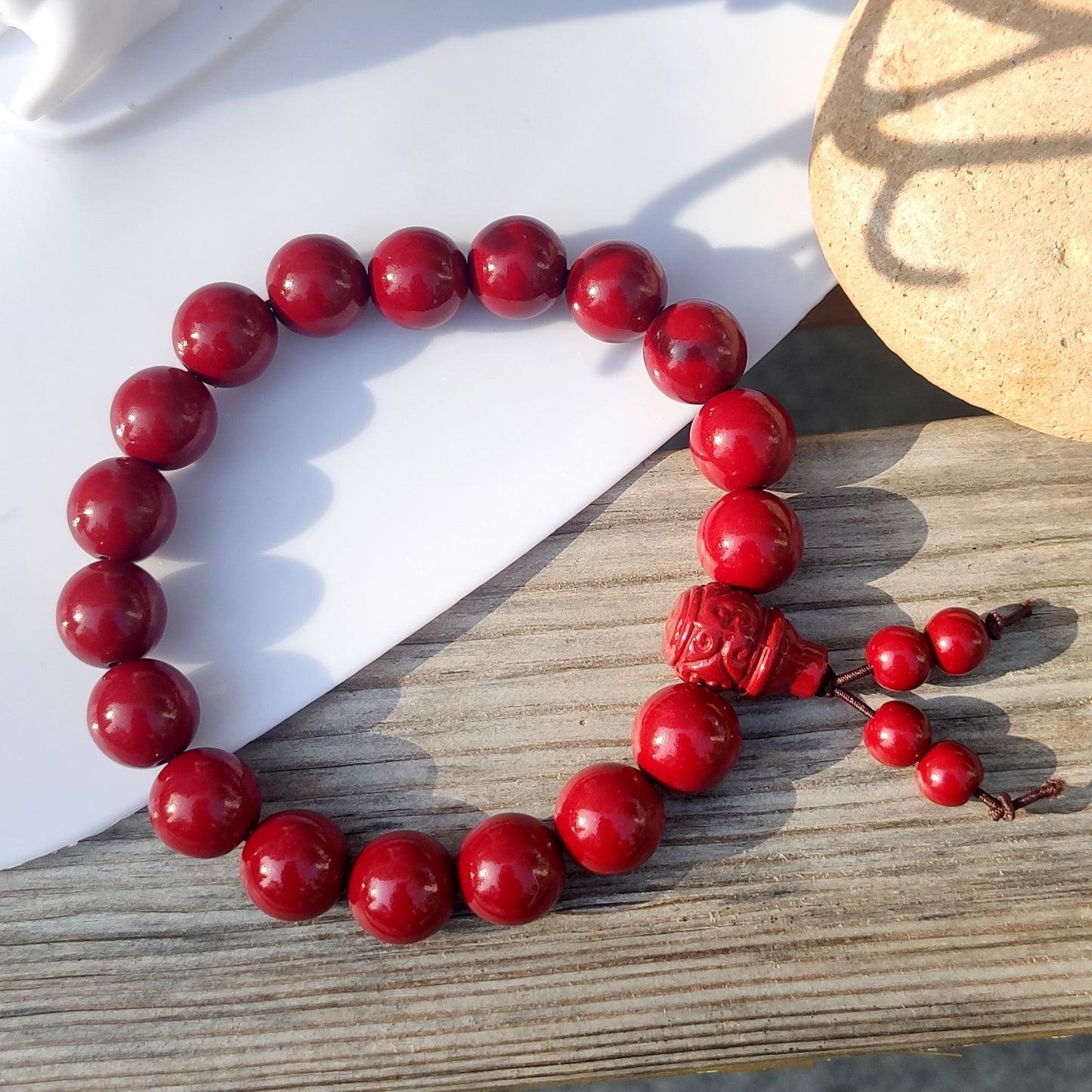 Women's Cinnabar Life Red Rope Beaded Money Drawing Pi Bracelet