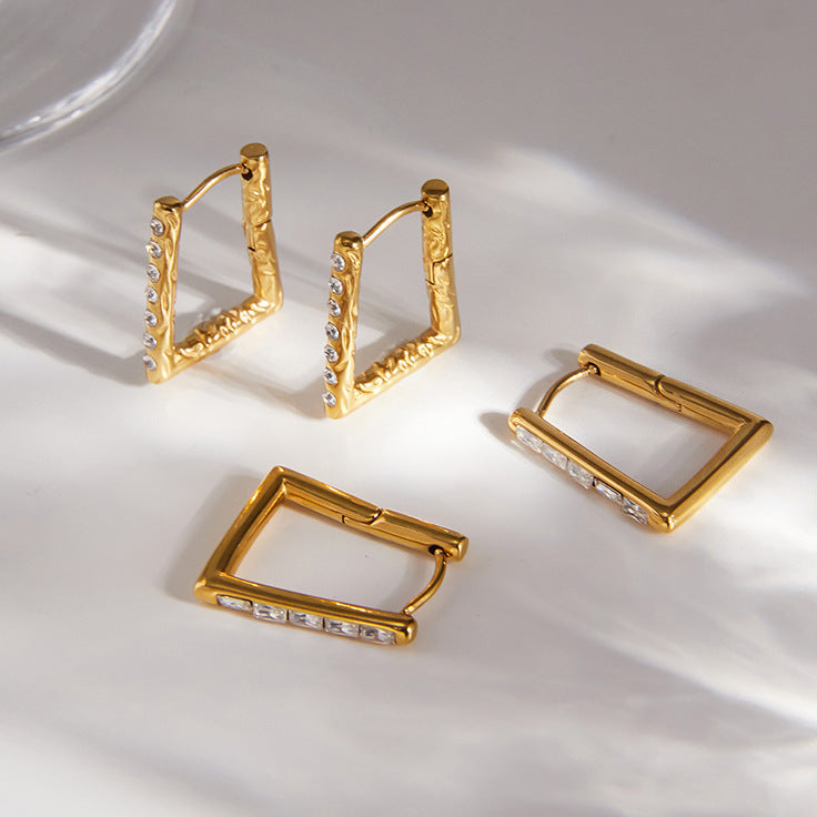 Geometric Square Stainless Steel Light Luxury High-grade Earrings