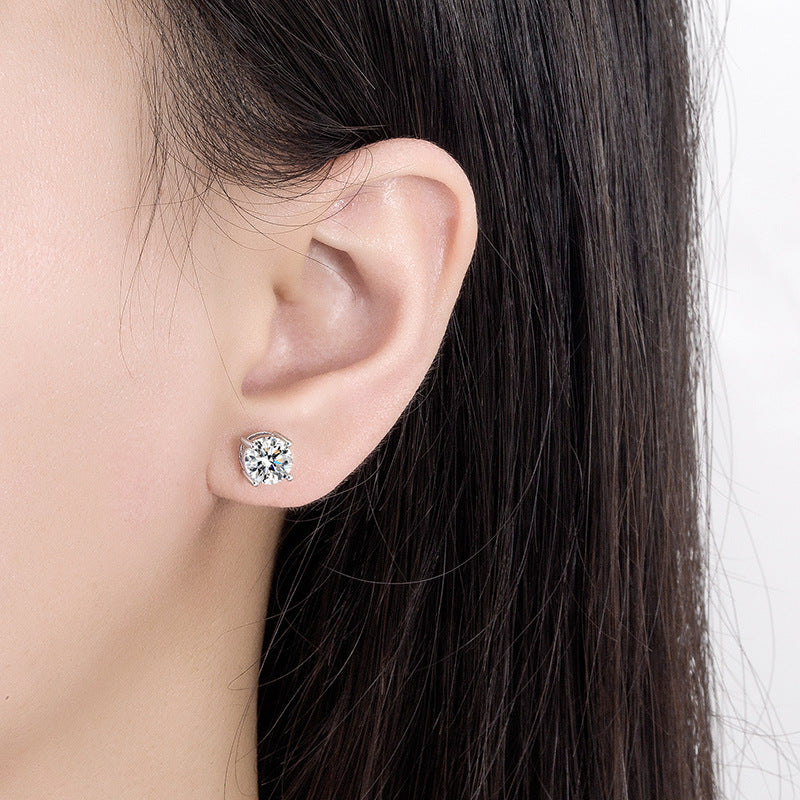 Women's Fashion Classic Round Zircon Diamond Earrings