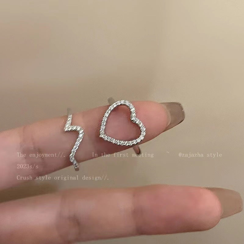 Women's Simple Hollow Out Love Heart-shaped Fashion Personality Affordable Luxury Ring