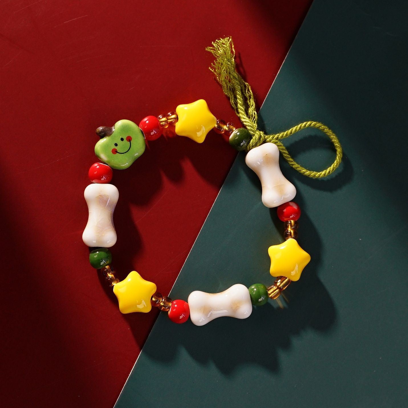 Cute Style Fresh Safe Christmas Ceramic Apple Paradise Couple Bracelet