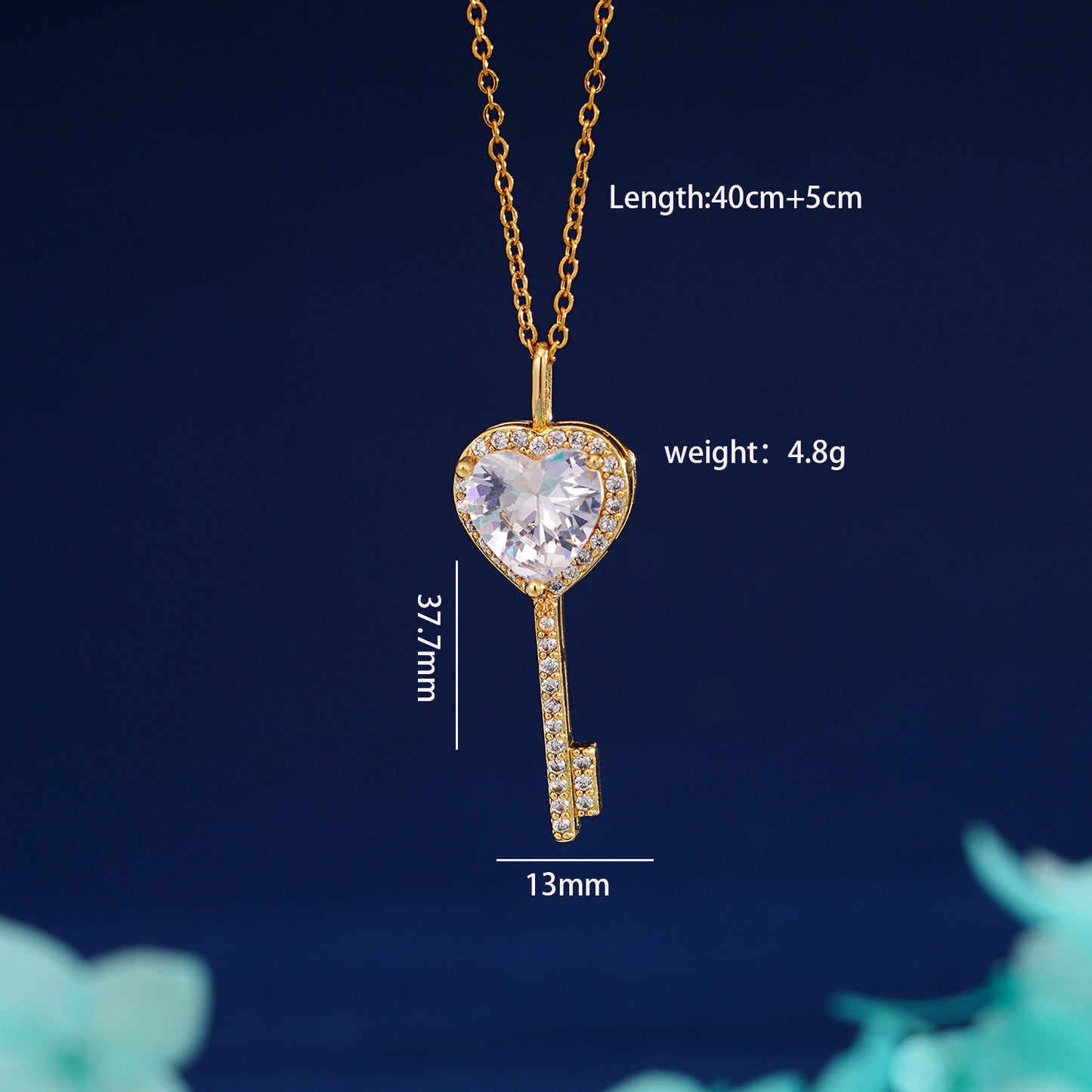 Women's Sweet Loving Heart Zircon Key Special Interest Necklaces