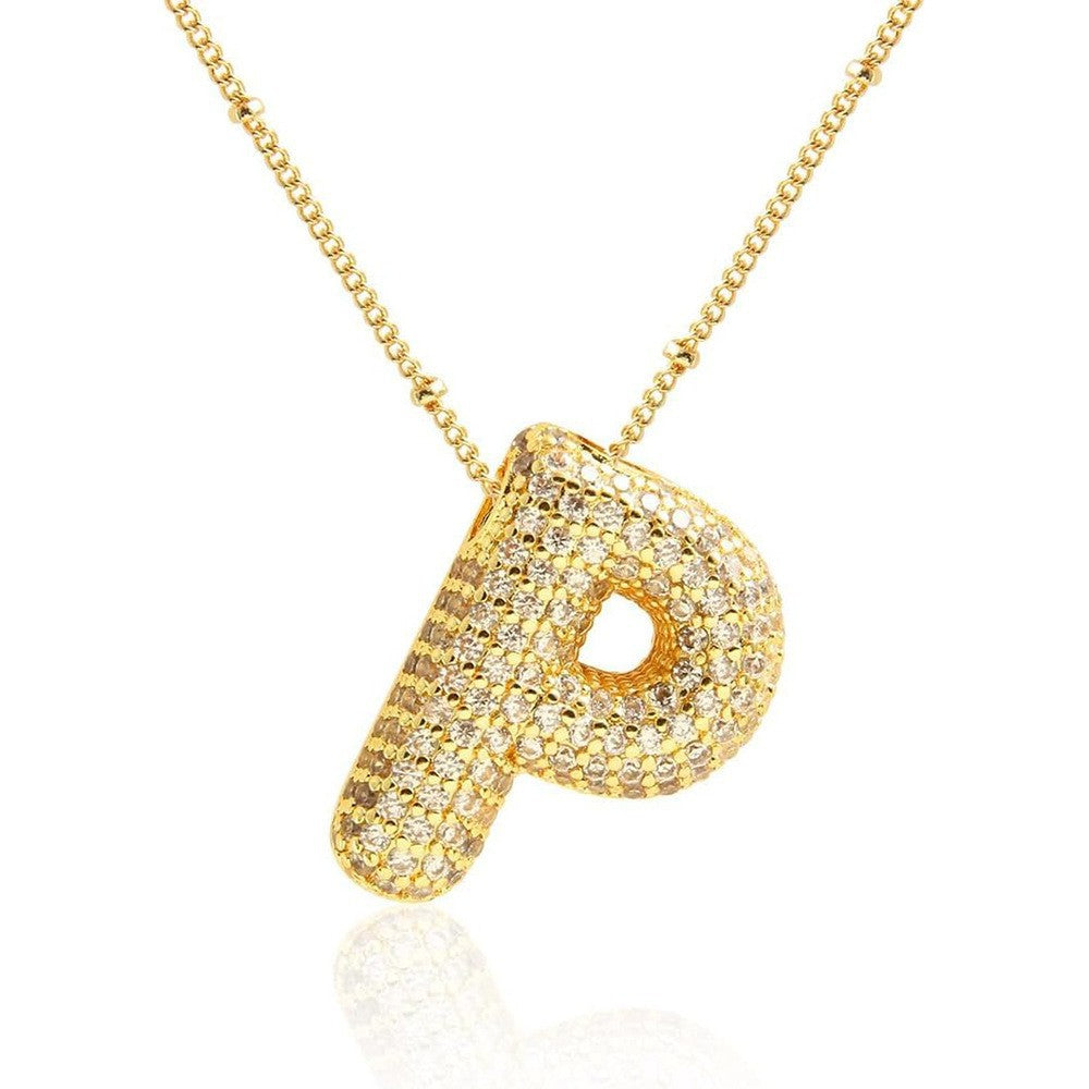 Women's Inlaid Zircon Full Diamond Bubble Letter Pendants