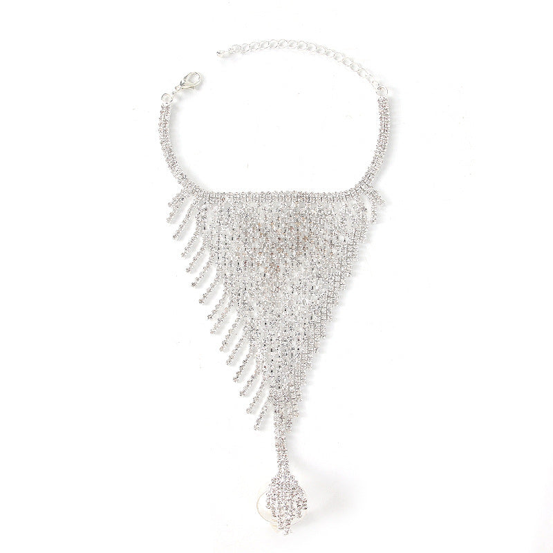 Rhinestone Inlaid One Finger Chain Bride Bracelet