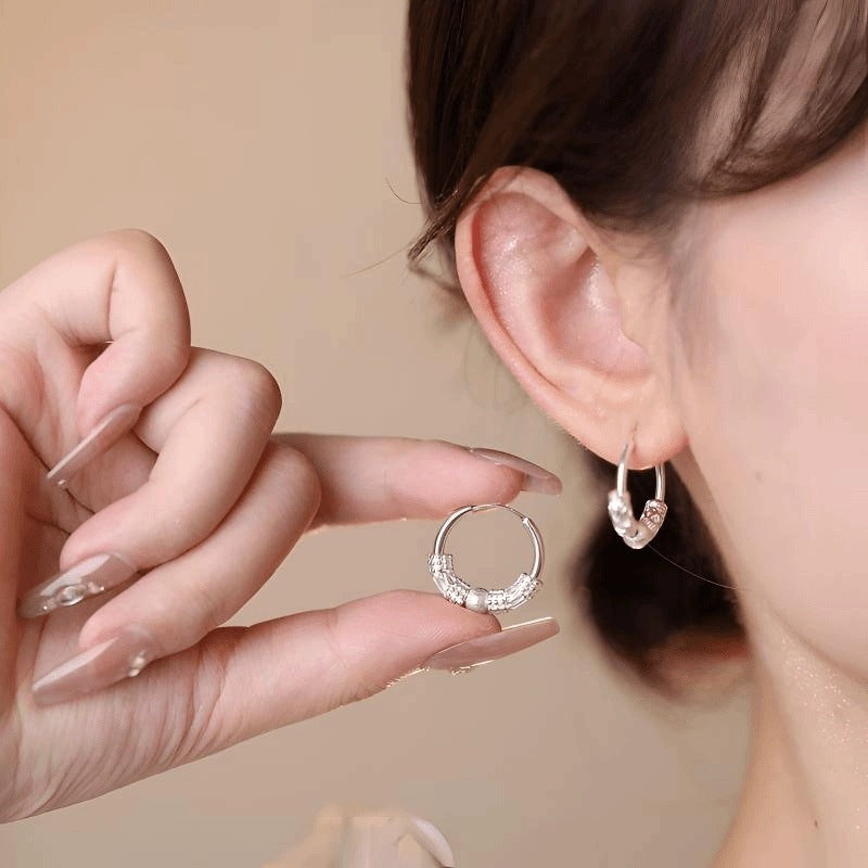 Women's Sier Lucky Beads For Light Luxury Temperament Exquisite High-grade Earrings