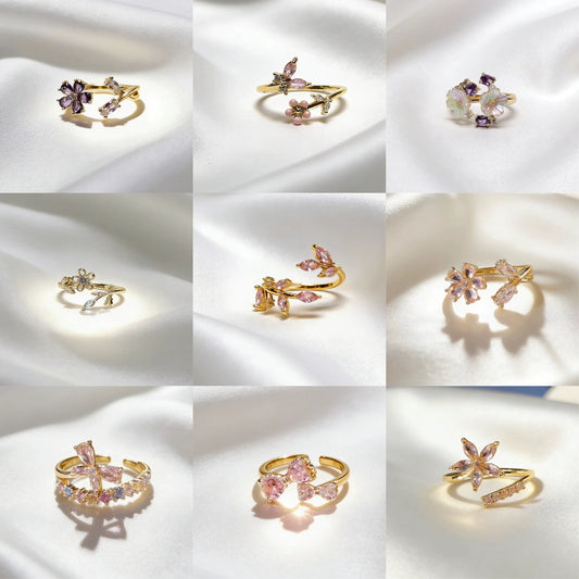 Light Luxury Full Rhinestone Zircon Retro Opening Personality High Sense Rings