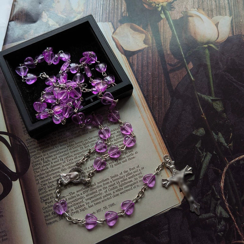 Rosary Acrylic Bead Ten Z Frame Necklace