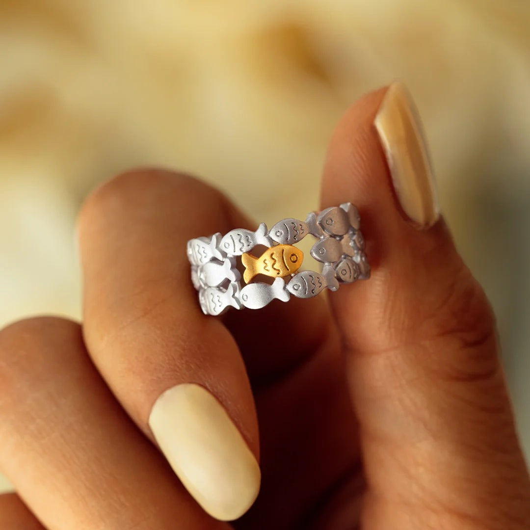 Small Fish Open Adjustable Personality Female Rings