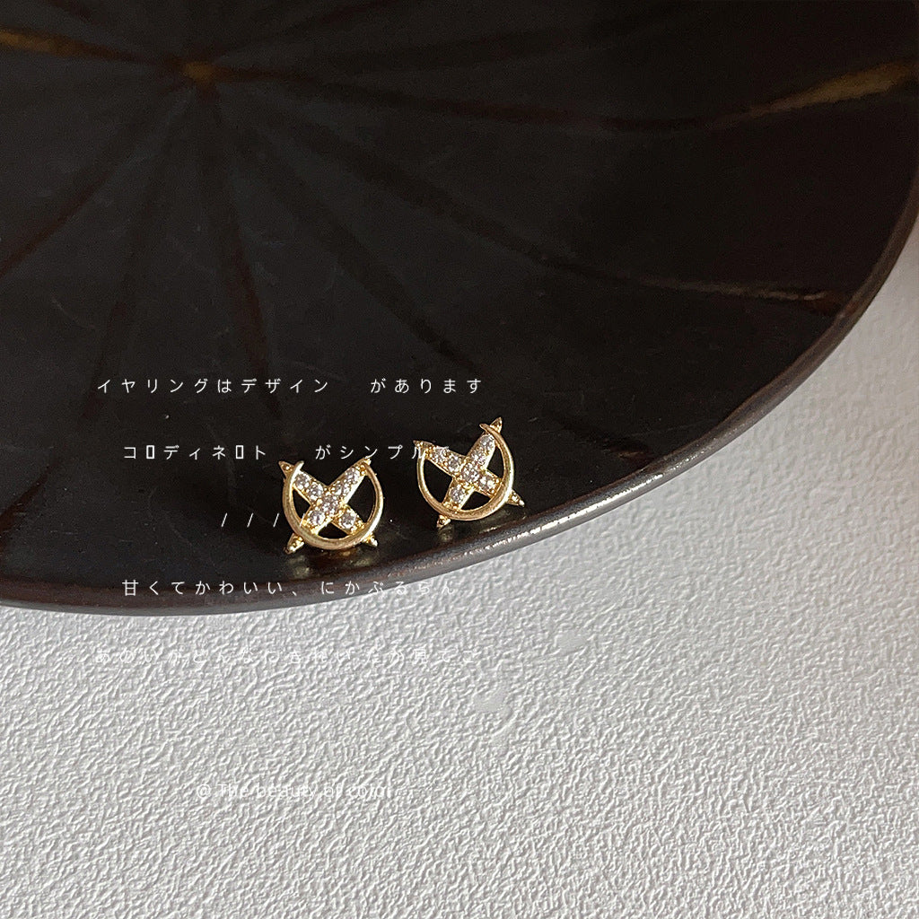 Sier Needle Micro Inlaid Plated Simple Earrings