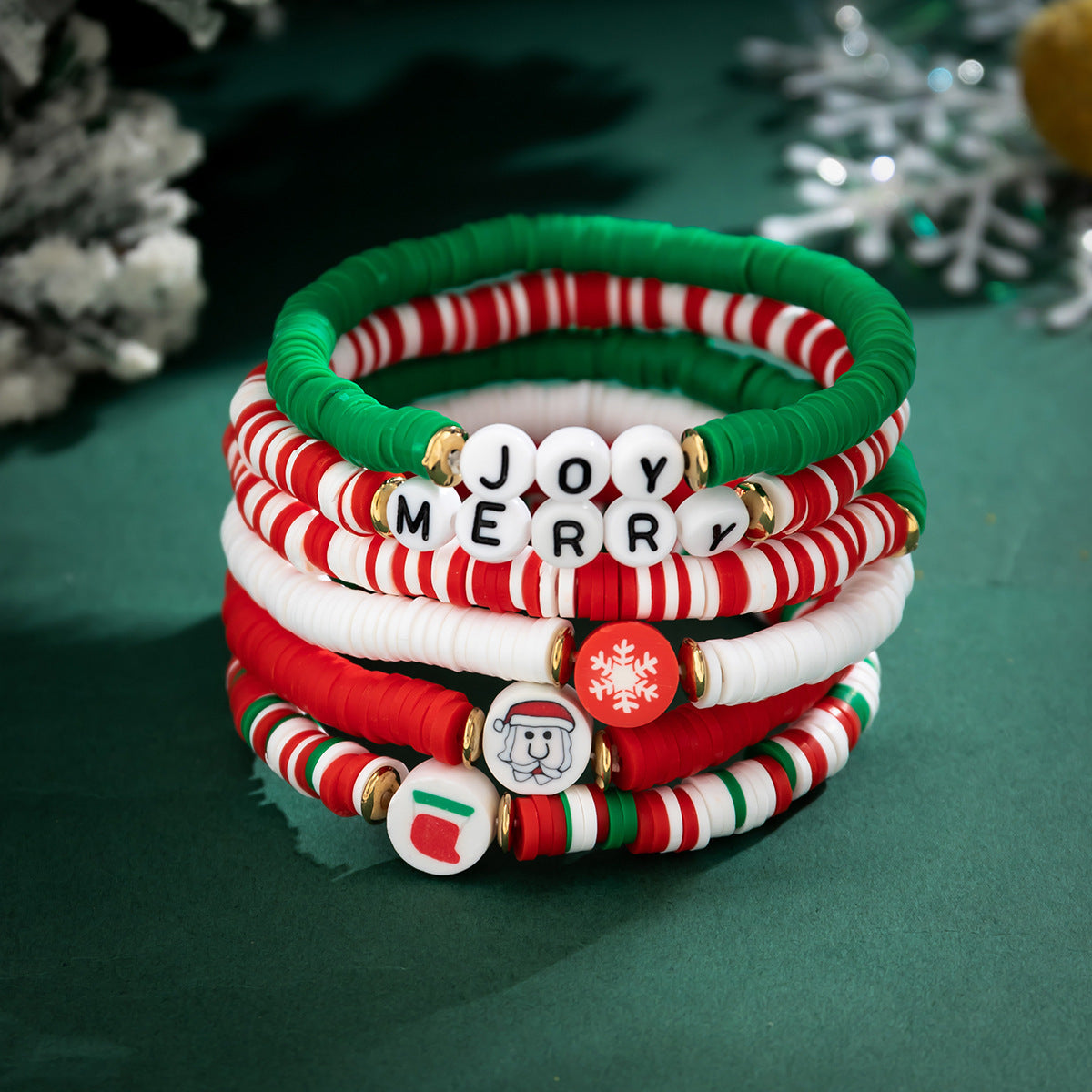 Clay Colored Glaze Beaded Female Holiday Bracelets