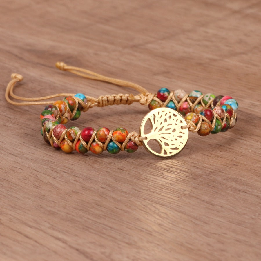 Tree-shaped Charm African Turquoise Beads Woven Bracelets