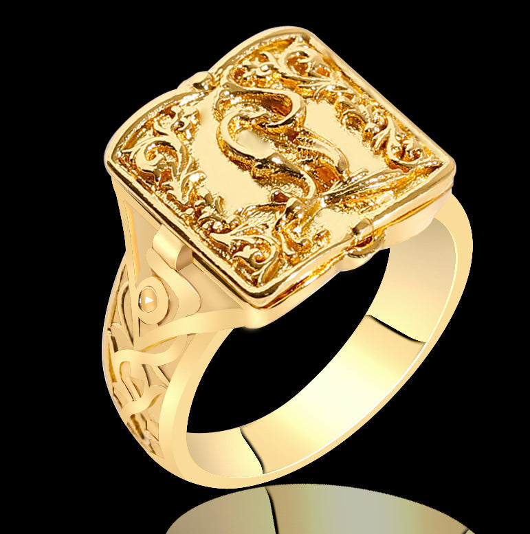 Ornament Golden Skull Carved Pattern Fashion Rings