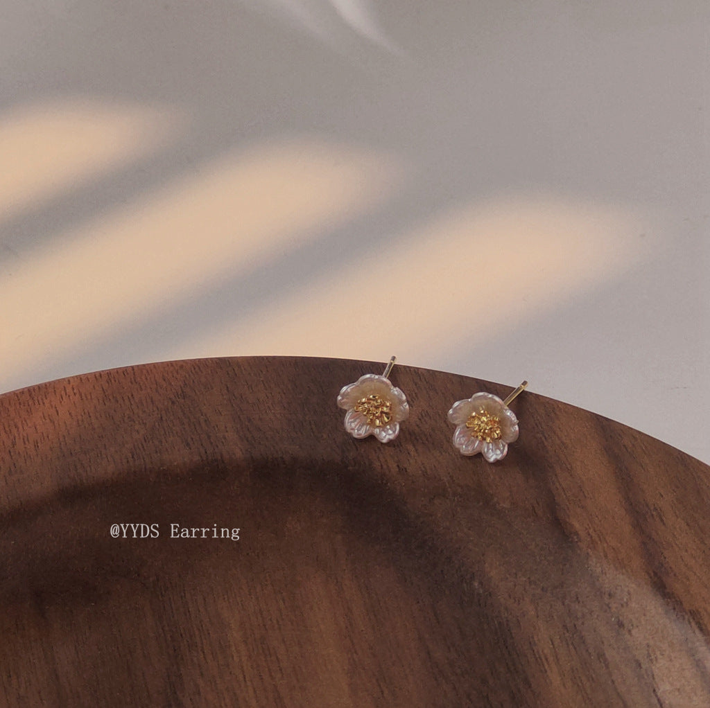 Women's Mini And Hipster Style Flower Ear Sier Needle Earrings