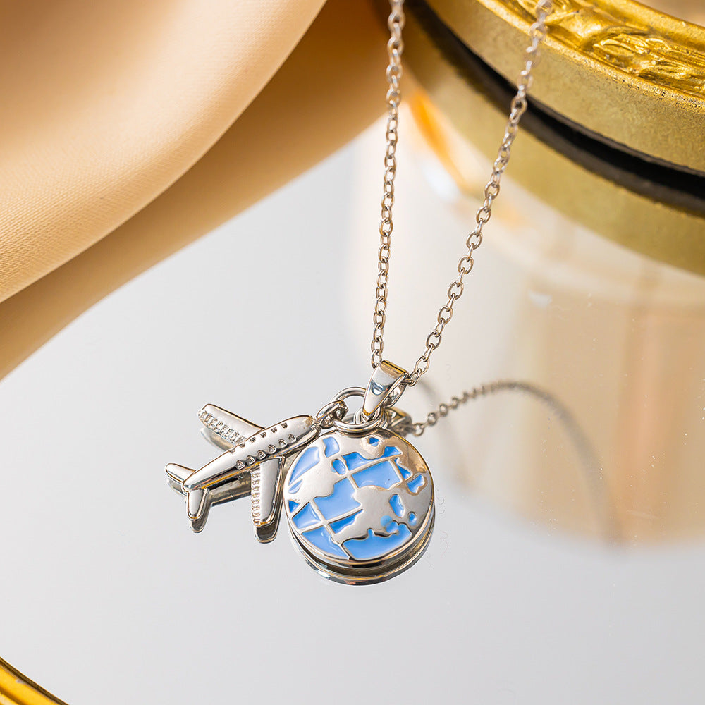 Female Rainbow Dripping Oil Camera Suitcase Aircraft Pendants